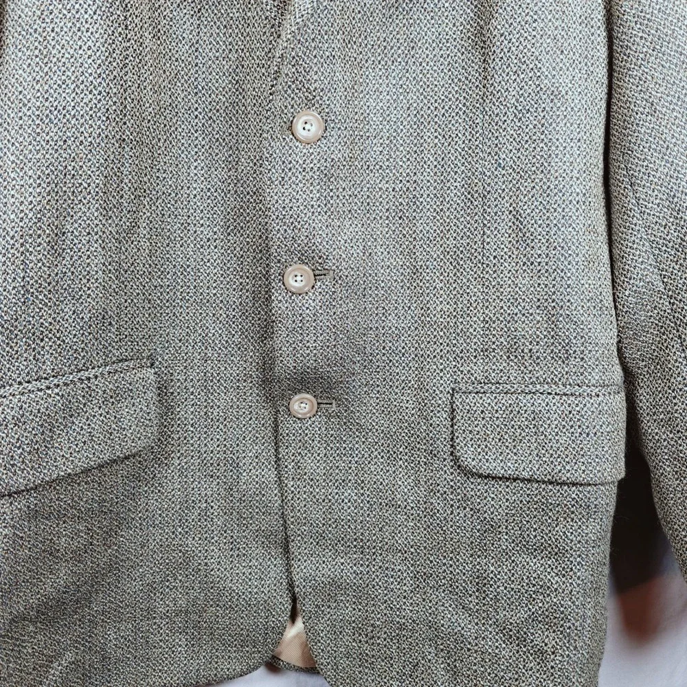 Oscar de la renta Classic Tweed Blazer Sport Coat Jacket Brown Tan Plaid‎ 41 R